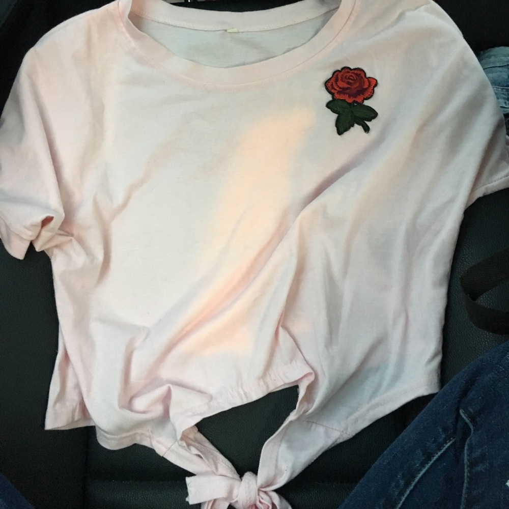 Pink rose crop top